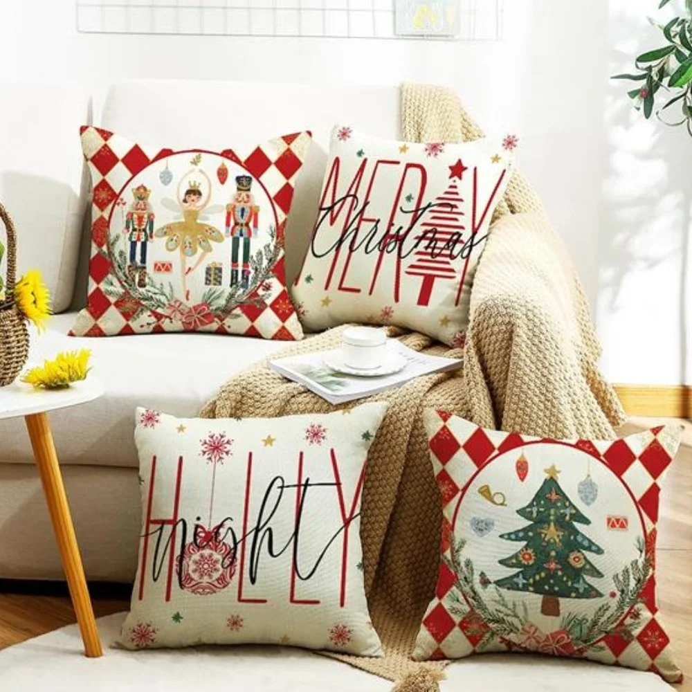 Christmas Pillow Covers Nutcracker Holiday Decor Decorative Cases Decoration Red